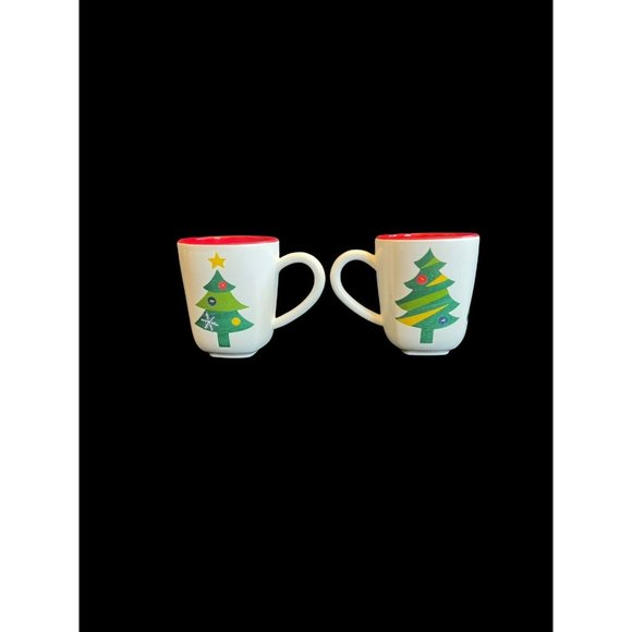 Tabletop Unlimited Vintage Christmas Trees Cup Set of 2 1980s Plastic Mugs Pair - Picture 2 of 6